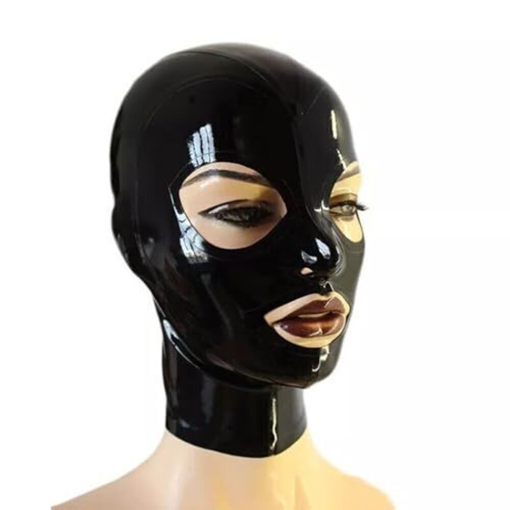 4619 Black Latex Rubber Hood Mask Handmade,Rubber Mask with Back Zipper